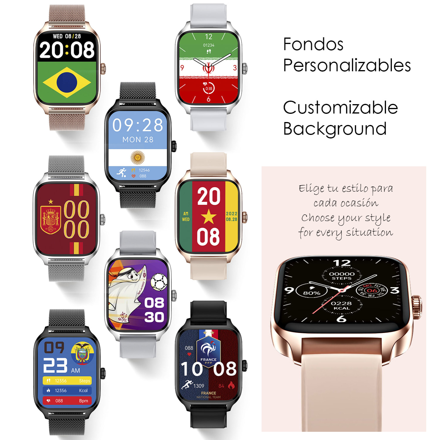 Smartwatch DT116 con monitor cardiaco, pantalla de acceso rápido, notificaciones, acceso asistente de voz.