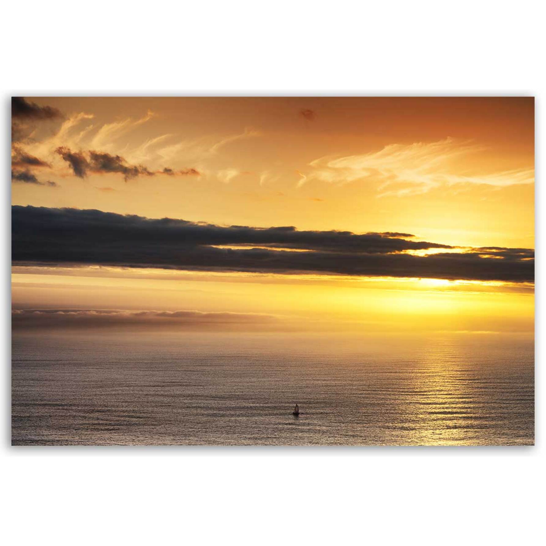 Tableau coucher de soleil sur la mer Calme plat Toile imprimée