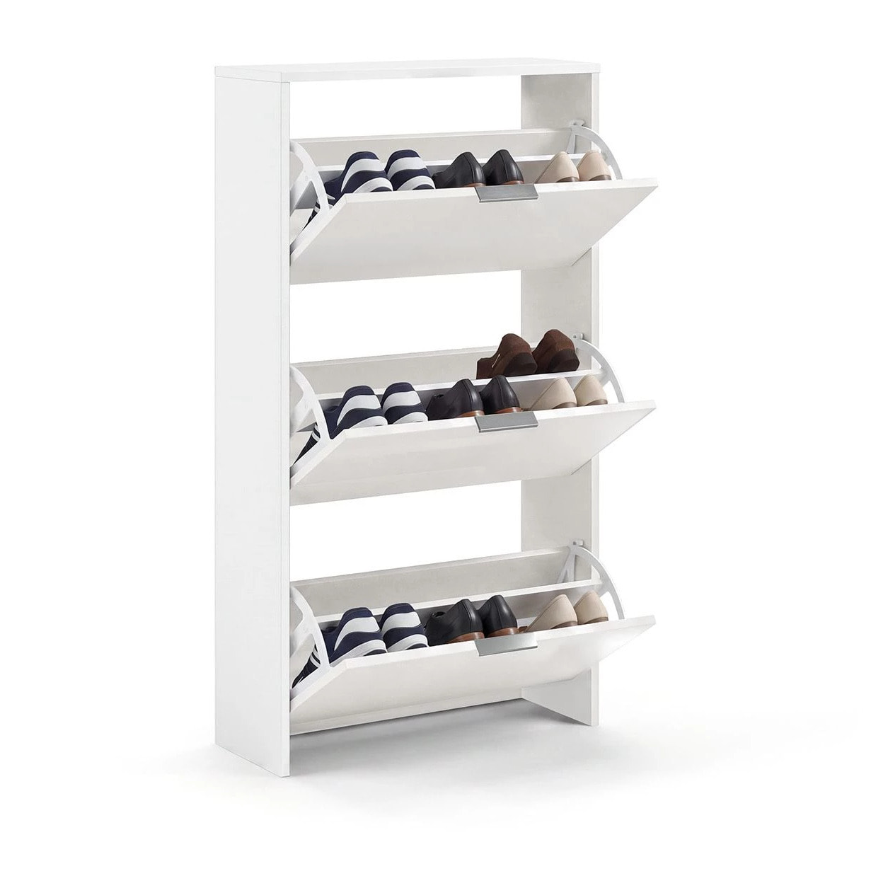Zapatero de 3 puertas abatibles en blanco artik 60x113 cm Remi Blanco Artik (Blanco Mate)
