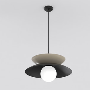 Lampada a sospensione Nagoya in acciaio nero e vetro