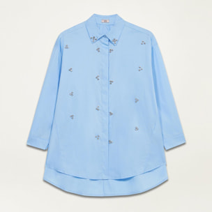 Oltre - Camisa amplia con engastes - Light - blue