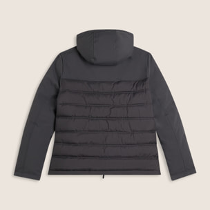 Giacca imbottita con cappuccio e inserti lisci