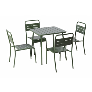 EVORA Table carrée 4 places 70x70cm vert