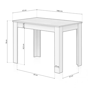 Mesa de comedor Dina Blanco Artik (Blanco Mate) - Gris Cemento