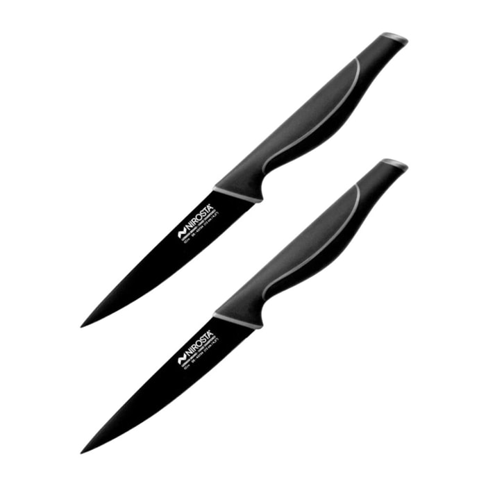Ensemble de 2 Couteaux d'office 24 cm Nirosta Black Edition