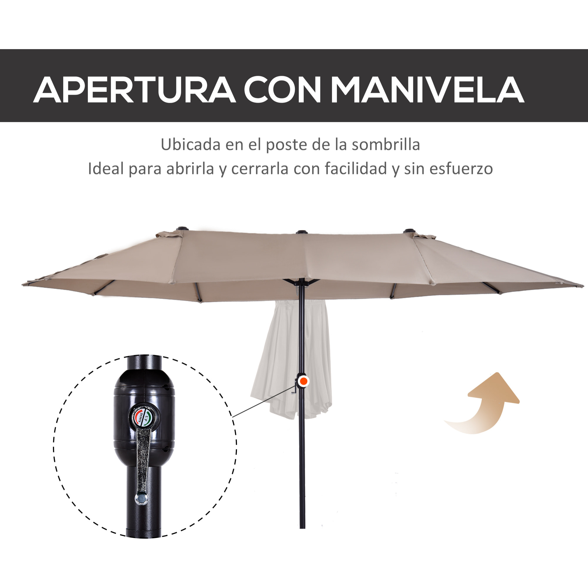 Sombrilla Doble de Tela de Poliá©ster 4.6x2.7x2.4m Cafá©