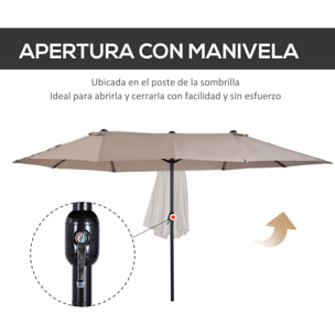 Sombrilla Doble de Tela de Poliá©ster 4.6x2.7x2.4m Cafá©