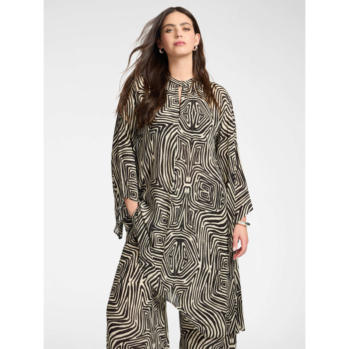 Elena Mirò - Blusa lunga stampata in viscosa - Nero