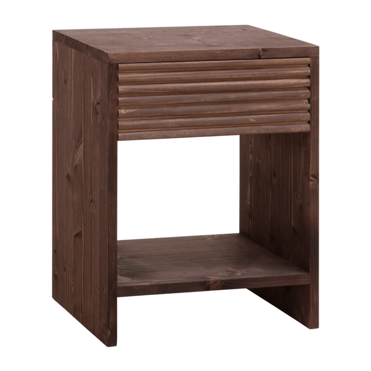 Table de chevet en bois massif avec un tiroir en ton noyer en différentes tailles