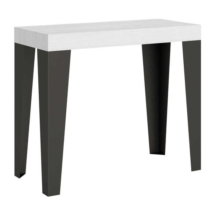 Consolle allungabile 90x40/196 cm Flame Small Premium Bianco Frassino telaio Antracite