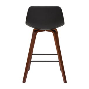 Tabourets de bar design noir et noyer H65 cm (lot de 2) NONIE