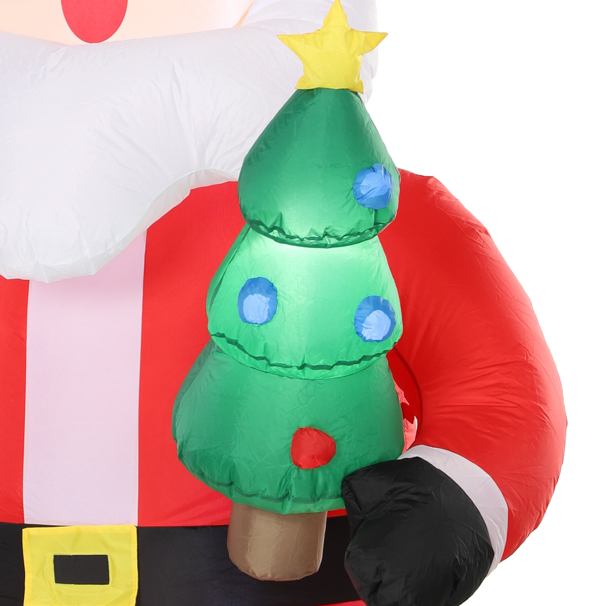 Père Noël gonflable LED 2,4H m avec mini sapin polyester imperméable rouge