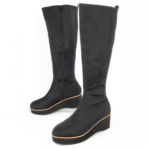 Bota De Cuña - Negro - Altura: 6 Cm