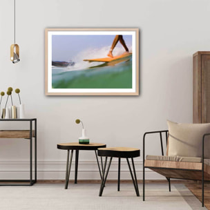 Affiche photo pas croisé hossegor beach Affiche + cadre en bois - Chêne