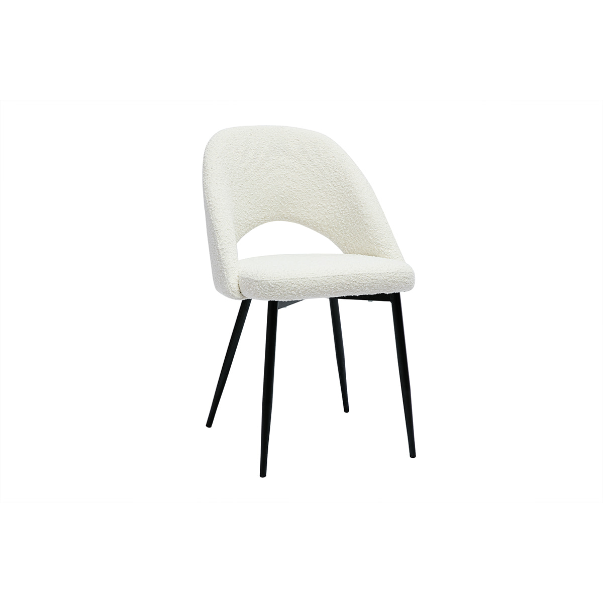 Chaises design en tissu effet laine bouclée blanc et métal noir (lot de 2) COSETTE