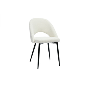 Chaises design en tissu effet laine bouclée blanc et métal noir (lot de 2) COSETTE