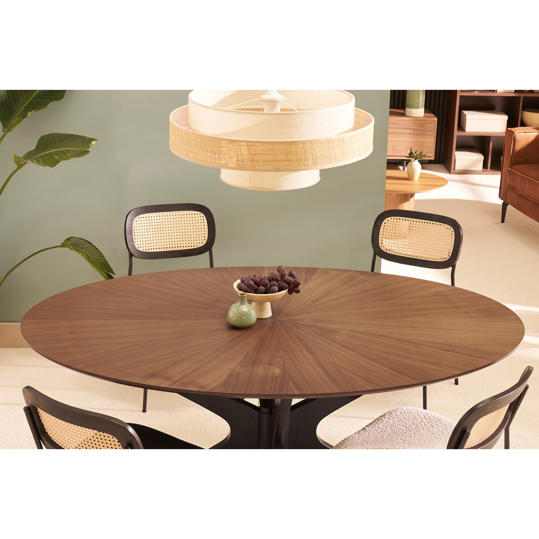 Table à manger design ovale noyer L160 cm DIELLI