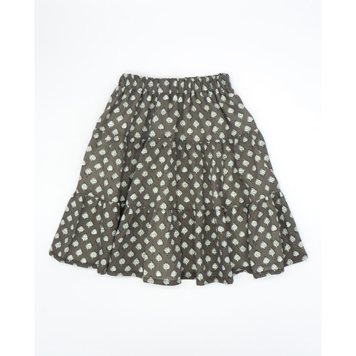 FALDA MIDI FLOR GRIS MARENGO