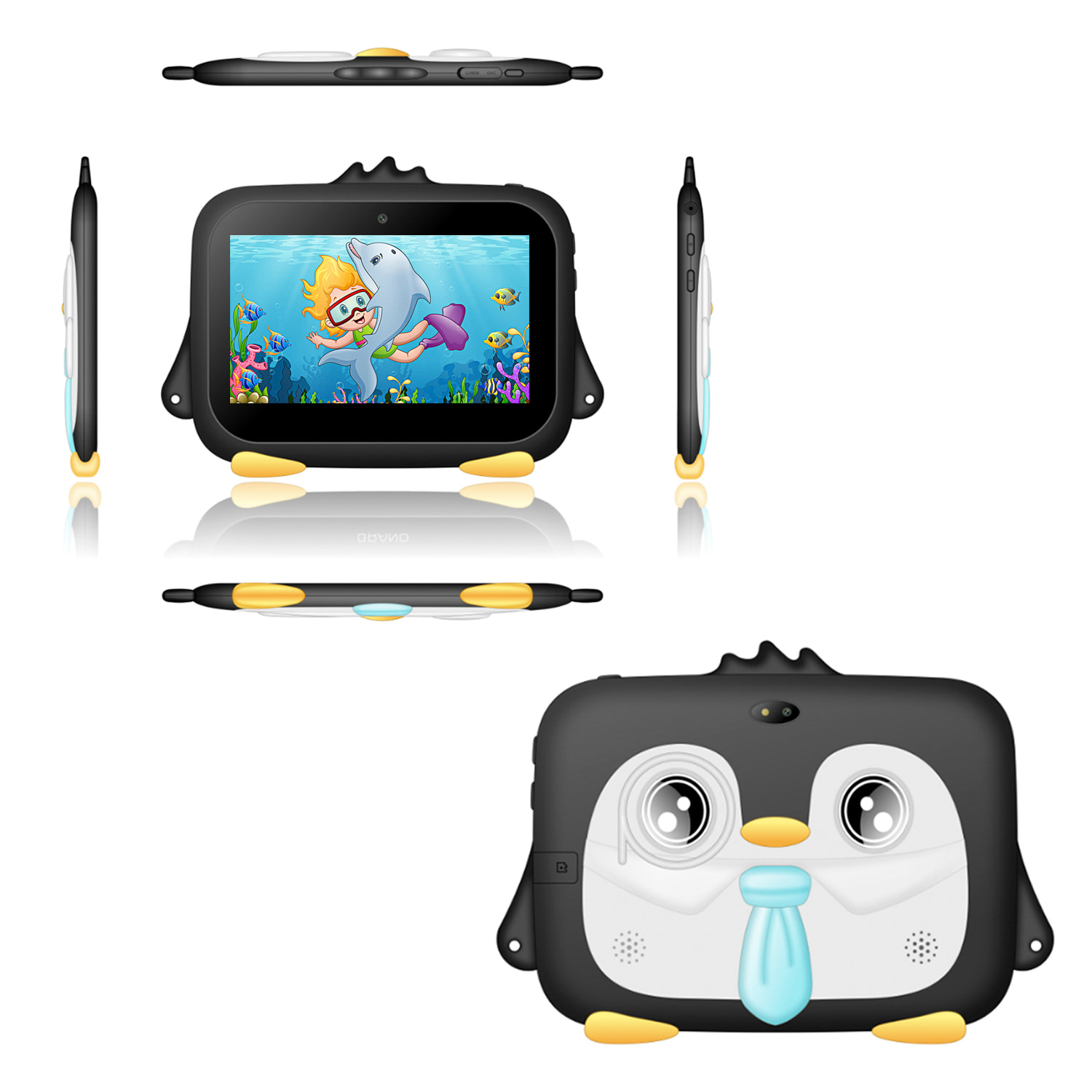 Tablet per bambini WiFi K716. Sistema operativo Android 7.0. Schermo 7'' 1024x600px. MTK 8321 Quad Core da 1,3 GHz, 1 GB di RAM + 8 GB. Doppia fotocamera.