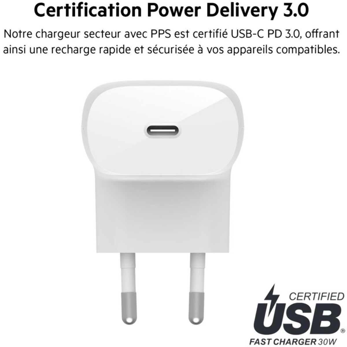 Chargeur BELKIN 30W USB-C pour samsung et apple