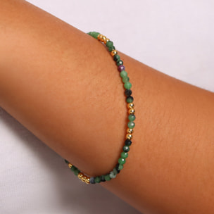 Bracciale Elastico con Morganite Verde e Bead Lucide