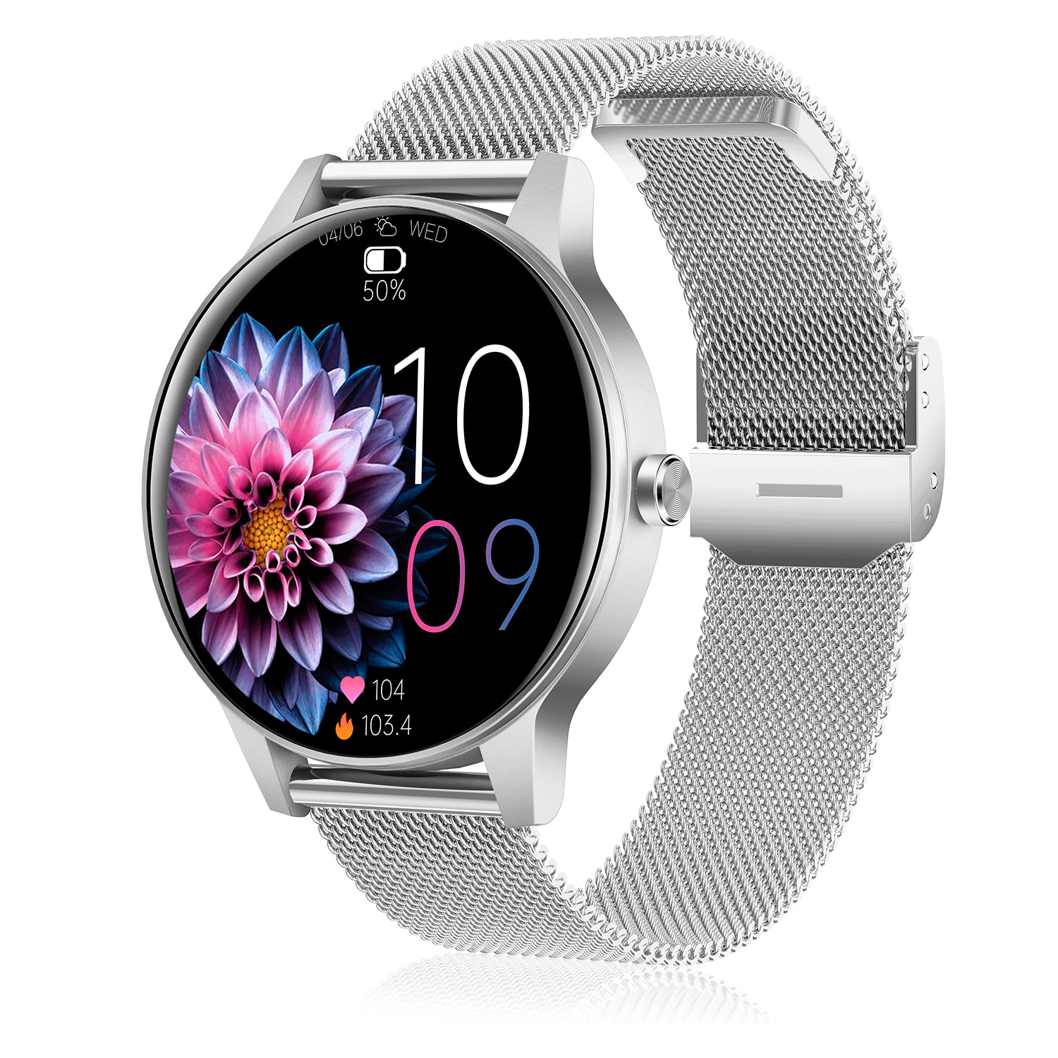 Smartwatch QS80 con chiamate BT, notifiche push. Monitor sportivo e di salute. Cinturino in metallo.