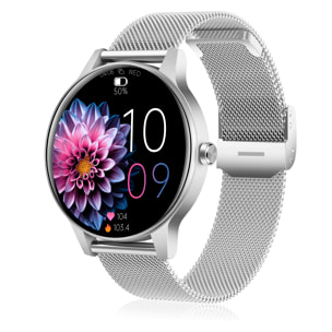 Smartwatch QS80 con chiamate BT, notifiche push. Monitor sportivo e di salute. Cinturino in metallo.