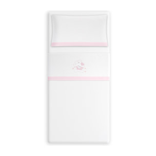 Triptico Coche Franela D. Algodon Oso Corazones Bco/Rosa