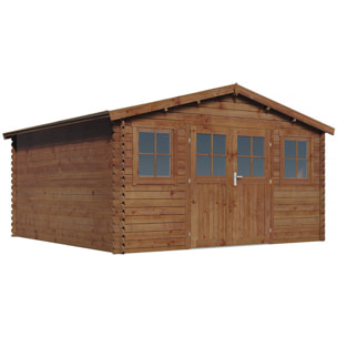 Abri de jardin bois traité autoclave marron "Lormont" - 21,2 m² - 28 mm