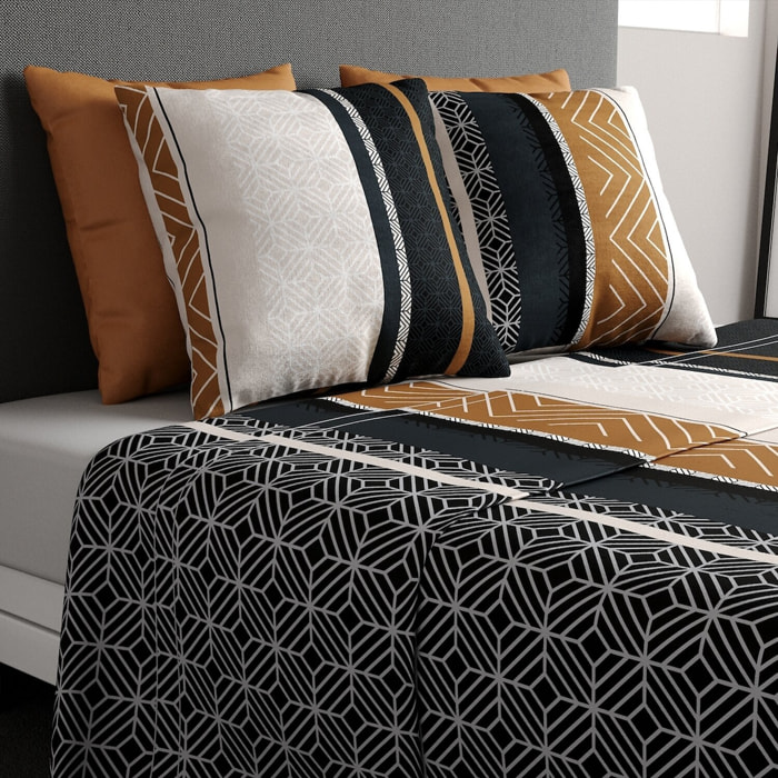 Parure de draps 100% coton imprimé - trophé - gris