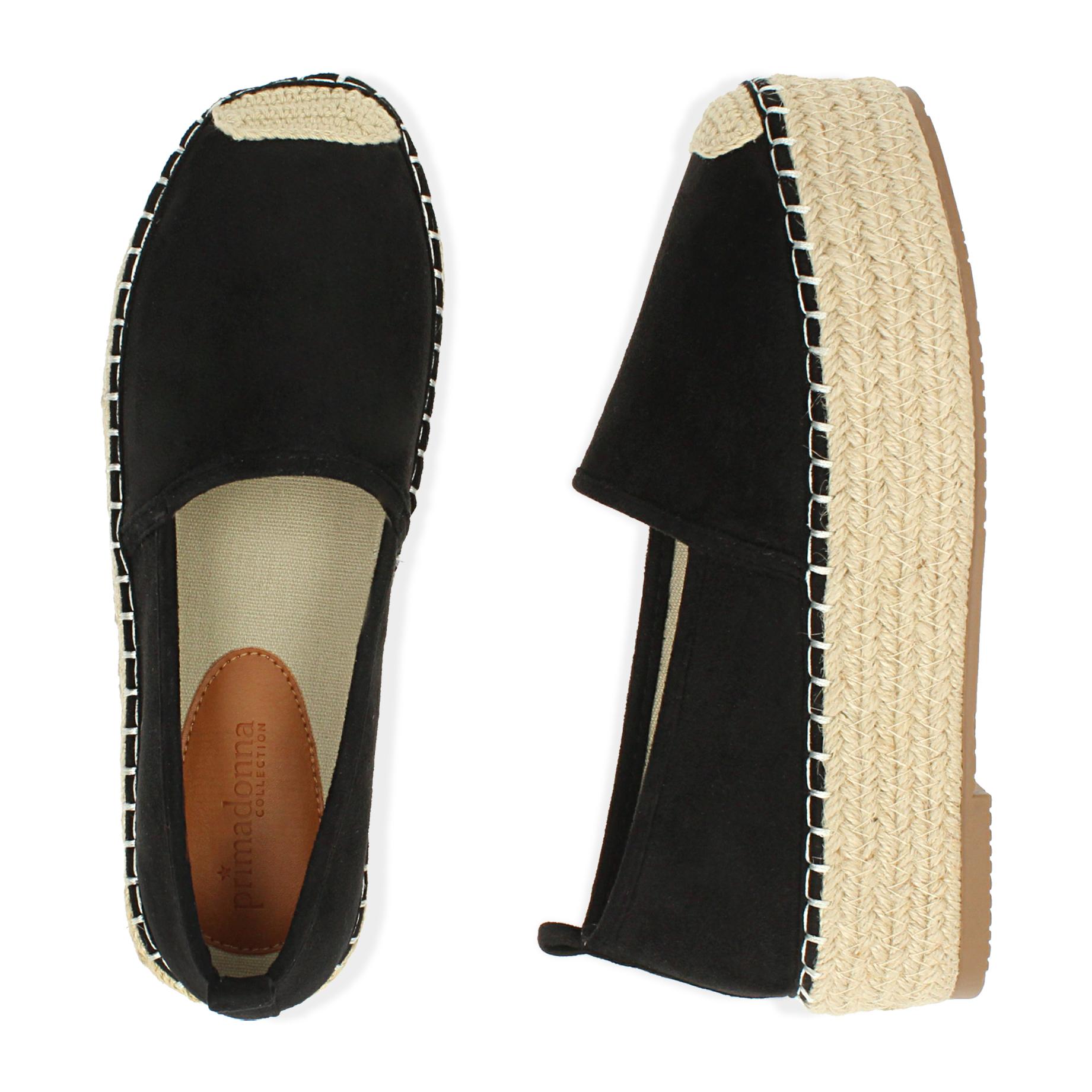 Espadrillas platform nere in microfibra