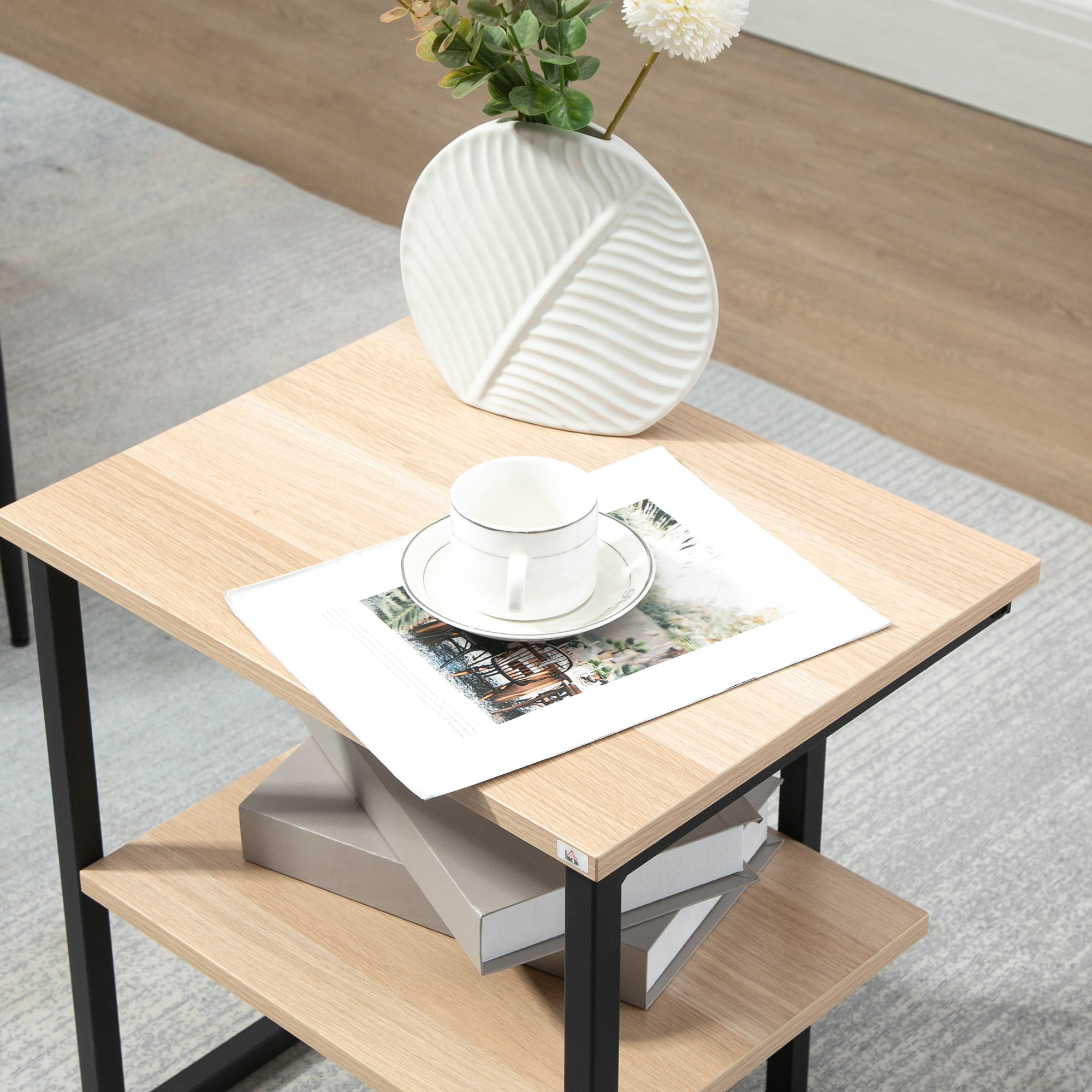 Mesa Auxiliar de 2 Estantes Mesita de Salón para Dormitorio Estudio 45x35x48 cm