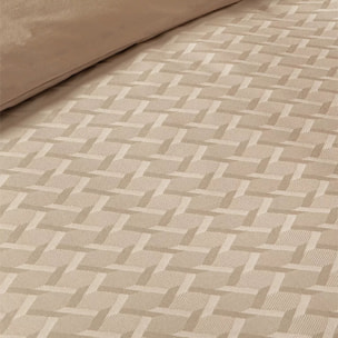 Housse de couette satin de coton motif jacquard beige Adagio lin