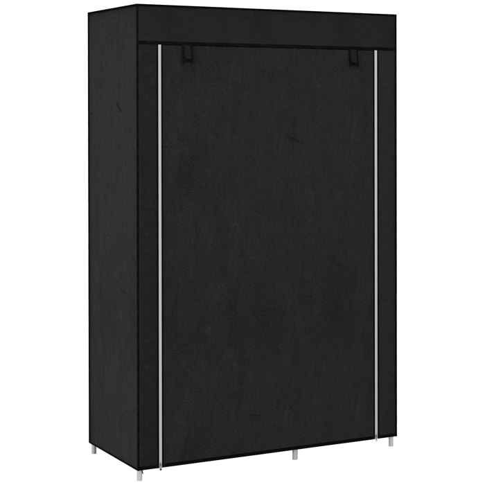 Armario de Tela Plegable Armario de Ropa Organizador Ropero Portátil con 6 Estantes y 1 Barra para Colgar para Dormitorio Vestidor 103x43x162,5 cm Negro