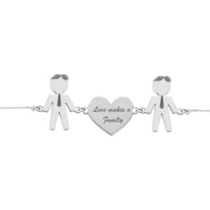 Bracciale Love Makes a Family Lui-Cuore-Lui Argento