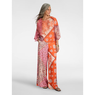 Elena Mirò - Pantalones estampados de viscosa - Naranja sol