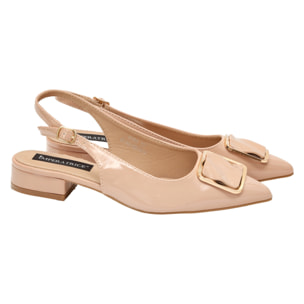 Ballerine in simil pelle verniciata con applicazione