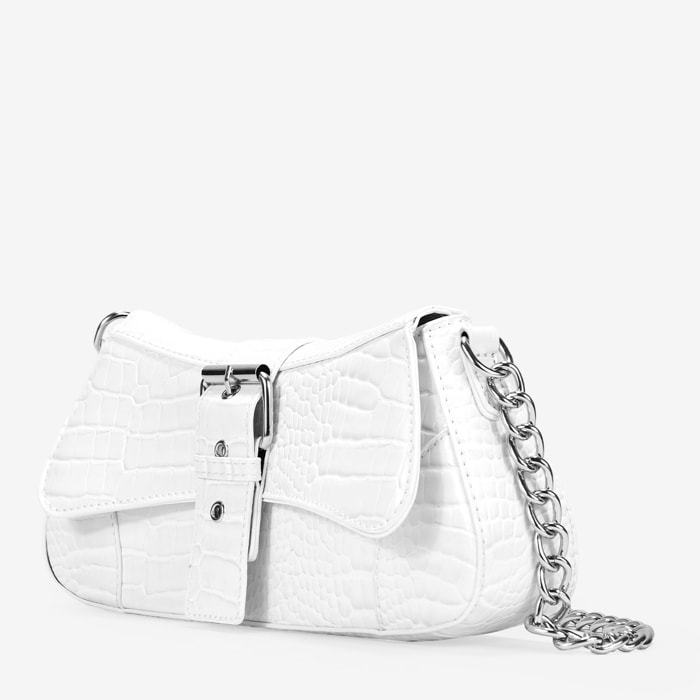 Bolso de hombro blanco con cadena