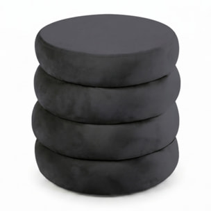 Pouf Contenitore Rotondo in Velluto con Coperchio, Seduta Imbottita con Vano Contenitore Salvaspazio dallo Stile Elegante per Soggiorno, Camera da Letto e Ingresso