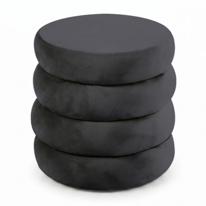 Pouf Contenitore Rotondo in Velluto con Coperchio, Seduta Imbottita con Vano Contenitore Salvaspazio dallo Stile Elegante per Soggiorno, Camera da Letto e Ingresso
