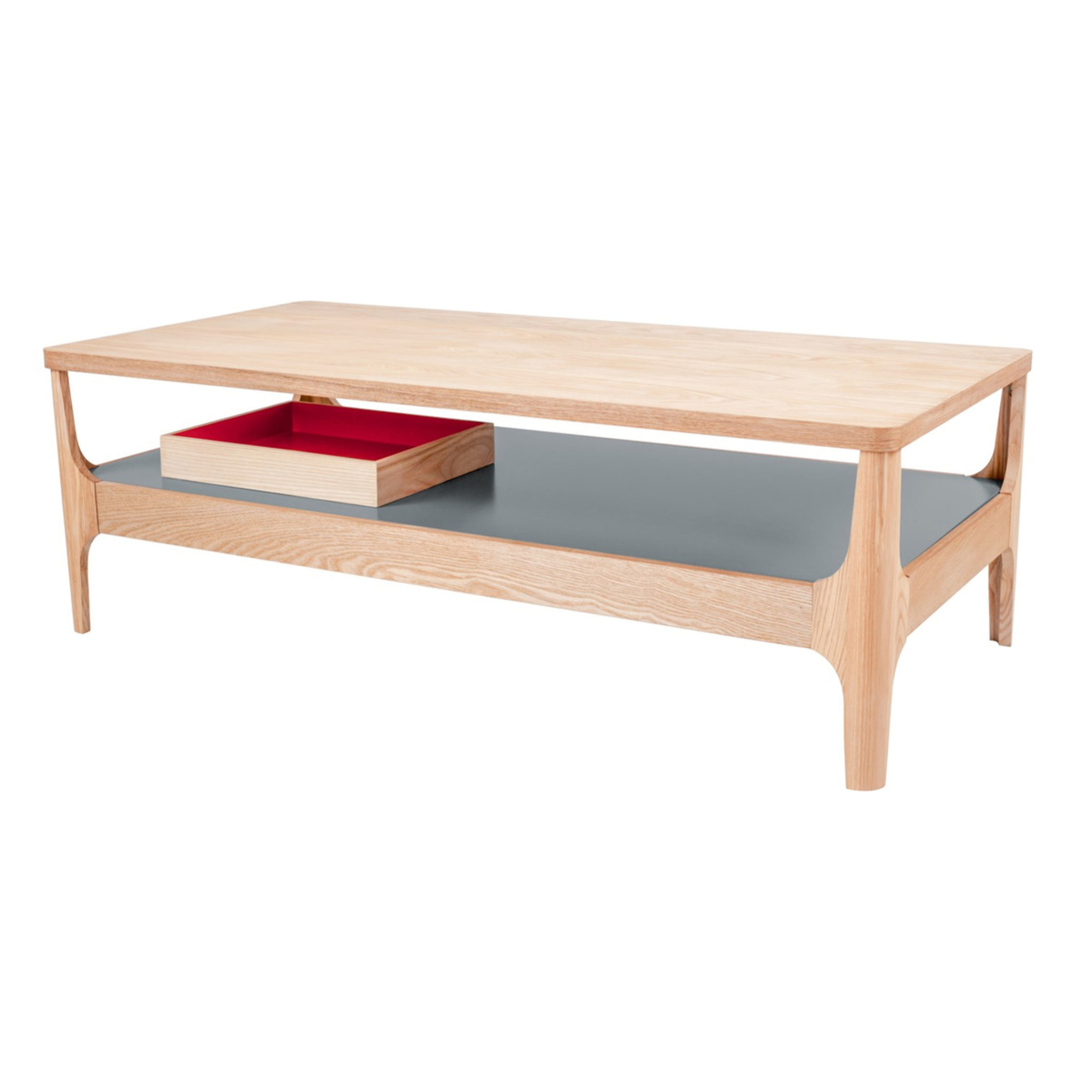Tavolino da caffè Addison I in frassino con ripiano grigio 120x60 cm