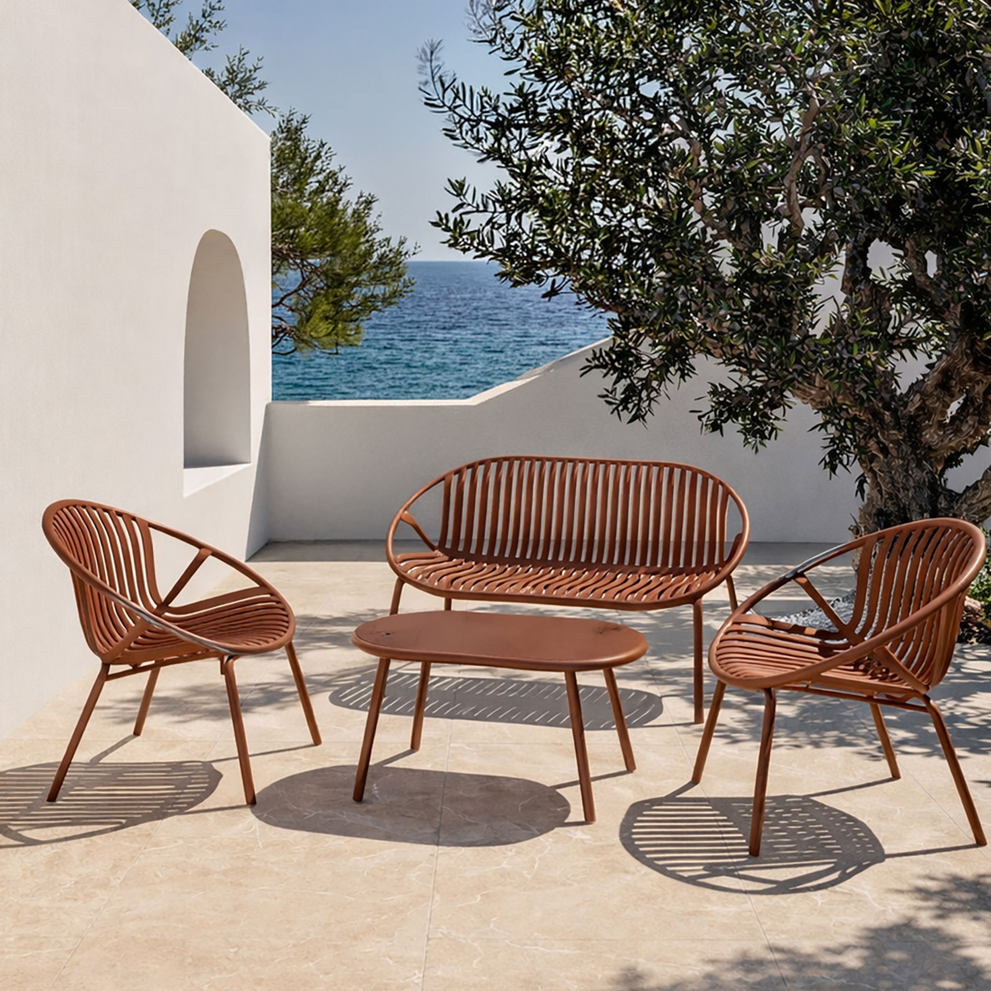 Salon de jardin en polypropylène brique 4 places CALYPSO