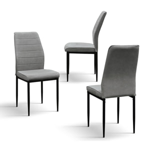 Set di 4 sedie LUBIANA in tessuto grigio e gambe in metallo nero opaco