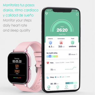 Smartwatch Y30 con cardiofrequenzimetro, pressione sanguigna e monitor O2. 8 modalità sportive.