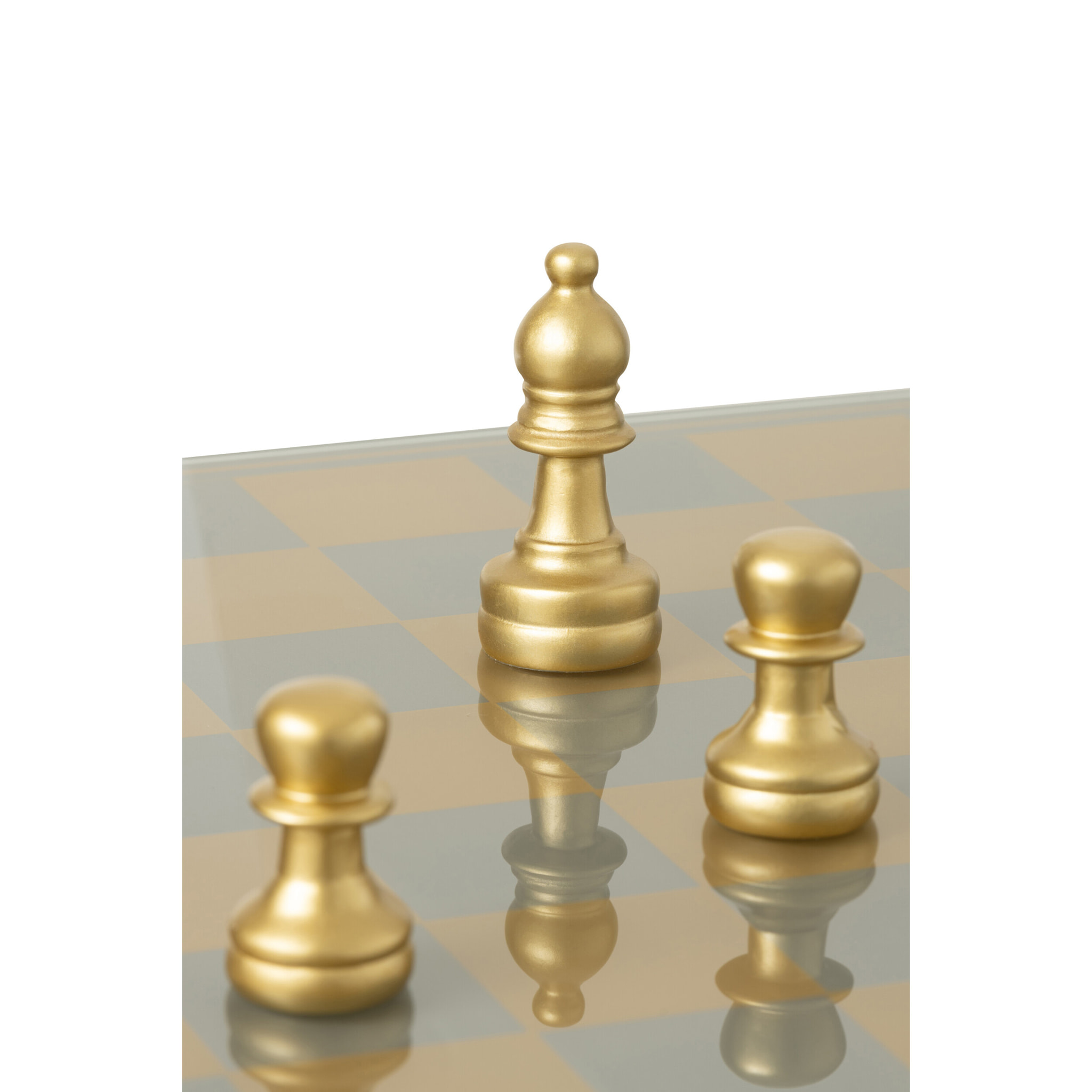 J-Line décoration plateau jeu d’échecs - polyrésine - or