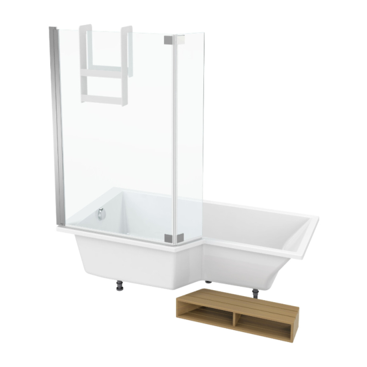 Baignoire antidérapante bain douche Neo blanc mat + pare bain chromé
