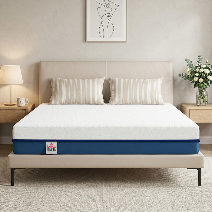 Colchón 190x135 cm, Grosor 20 cm, Colchón Viscoelástico con Té Verde, Firmeza Media, Cama Refrescante con Espuma de Gel y Funda Lavable, Certificado Oeko-Tex, Enrollable en Caja