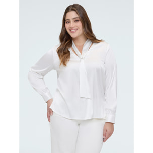 Fiorella Rubino - Blusa in raso con cravatta - Bianco