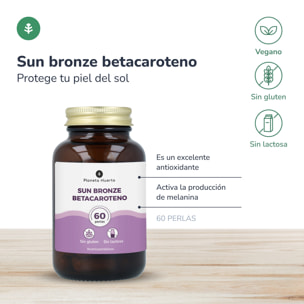 PLANETA HUERTO | Suplemento de Betacaroteno Sun Bronze - Antioxidante para el Cuidado de la Piel - Favorece la Protección Solar - 60 Perlas