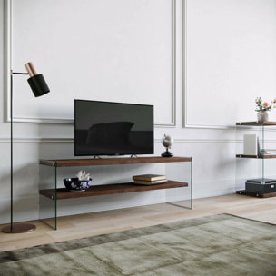 Mobile porta TV Dpianc, Credenza da soggiorno, Armadio basso per TV, Base parete attrezzata, 120x35h45 cm, Noce Scuro